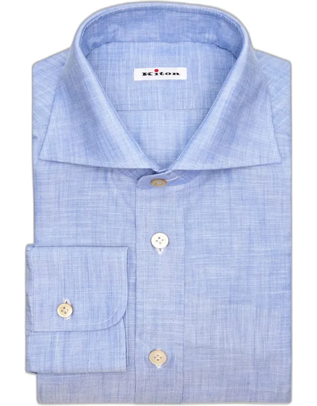 Cotton Voile Spread Collar Dress Shirt