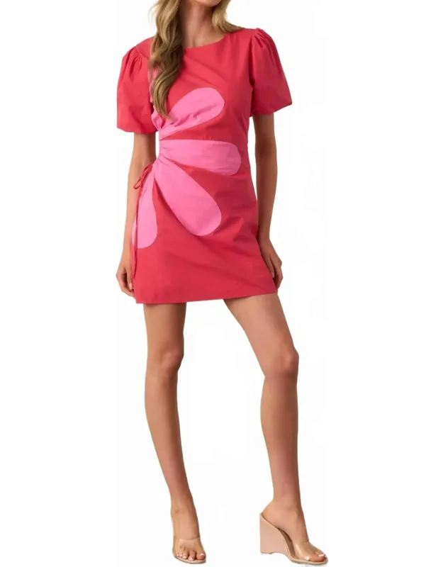 Side Cut Out Flower Detail Dress