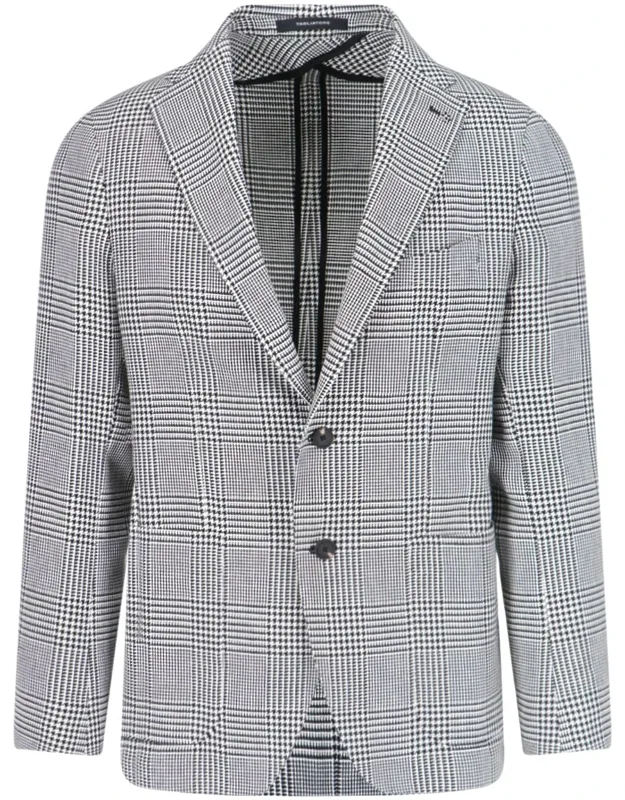 "single-breasted Houndstooth Blazer With Classic Lapels And Two-button Closure"