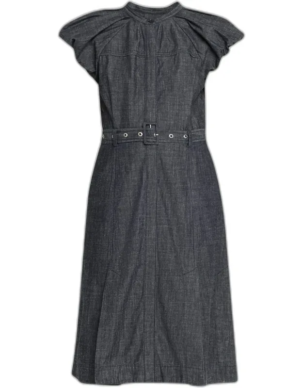 Belted Denim Midi Shirtdress