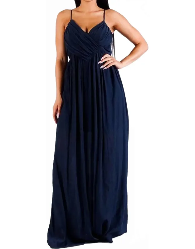 Strap Cross Front Shirred Maxi Dress