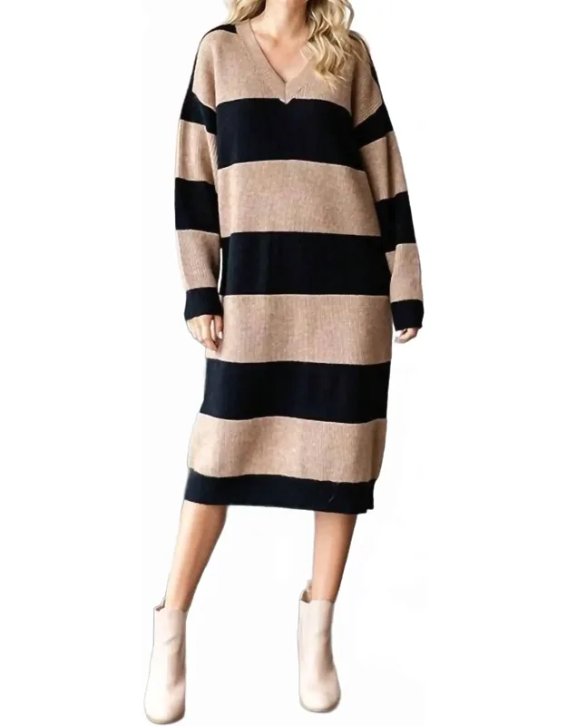 Striped Knit Sweater Dress