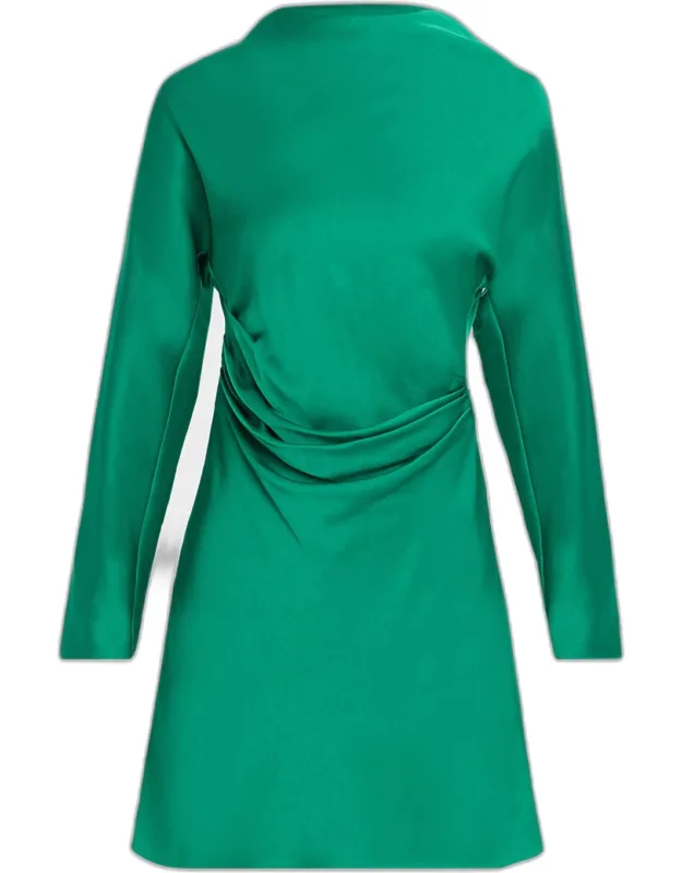 Draped Satin Mini Dress