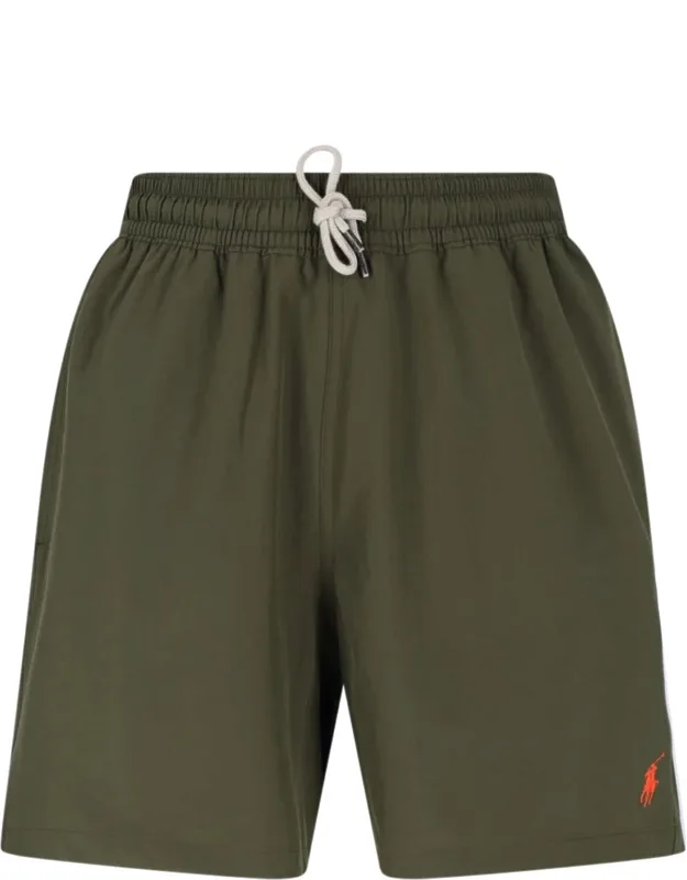 Traveler Swim Shorts With Elastic Waistband And Drawstring Closure