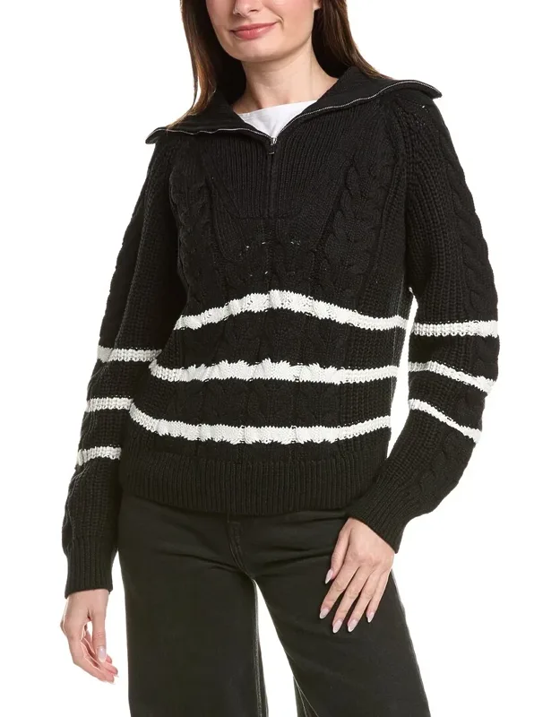 Stripe 1/2-zip Sweater