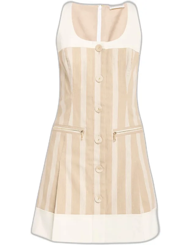 Francesca Striped Button-front Mini Dress