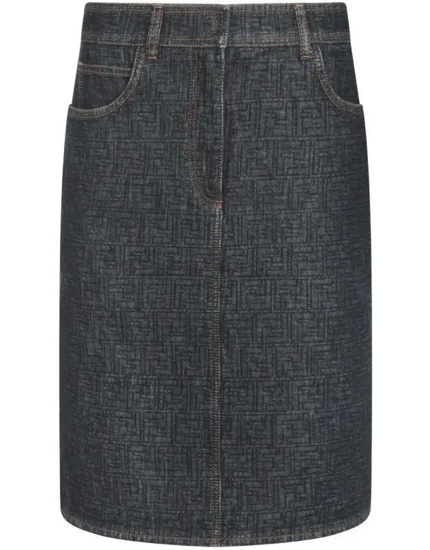 Padded Denim Skirt