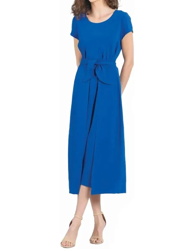 Wrap Overlay Center Tie Midi Dress