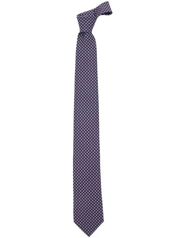 Tie With Rear Tie Closure And All-over Gancini Print In Silk