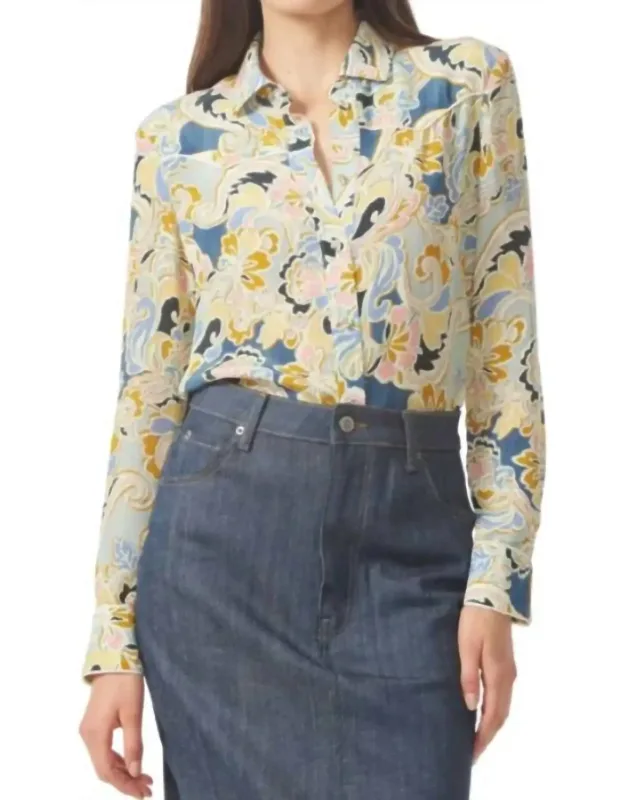 Florence Blouse In Print - Versatile For Desk To Dinner, Pairs Perfectly With Denim Or White Bottom