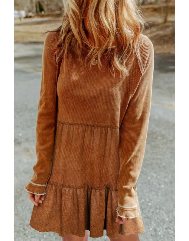 Textured Tiered Ruffled Mini Dress