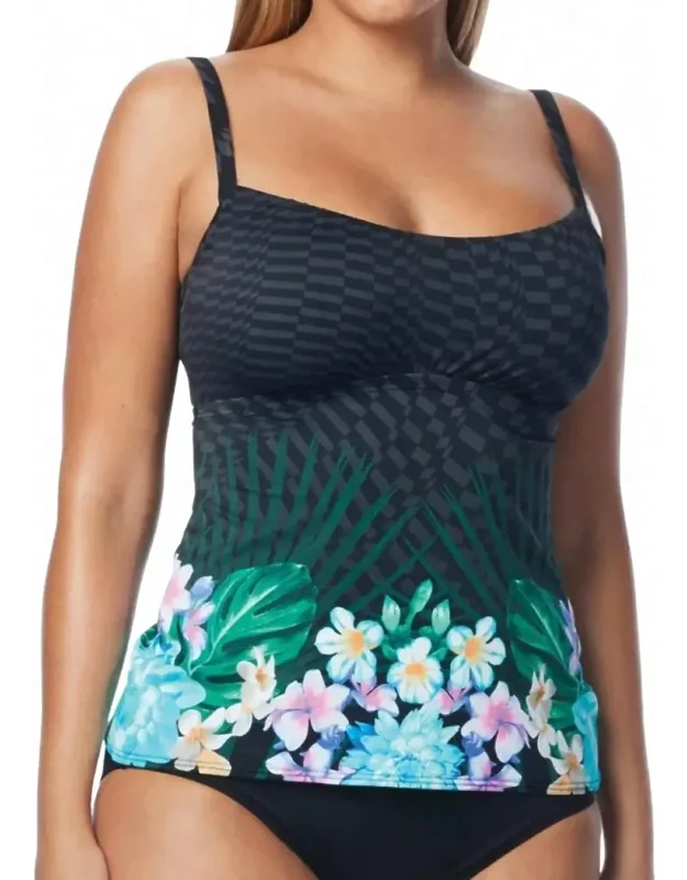 Tropical Escape D-cup Perfect Fit Underwire Tankini Top