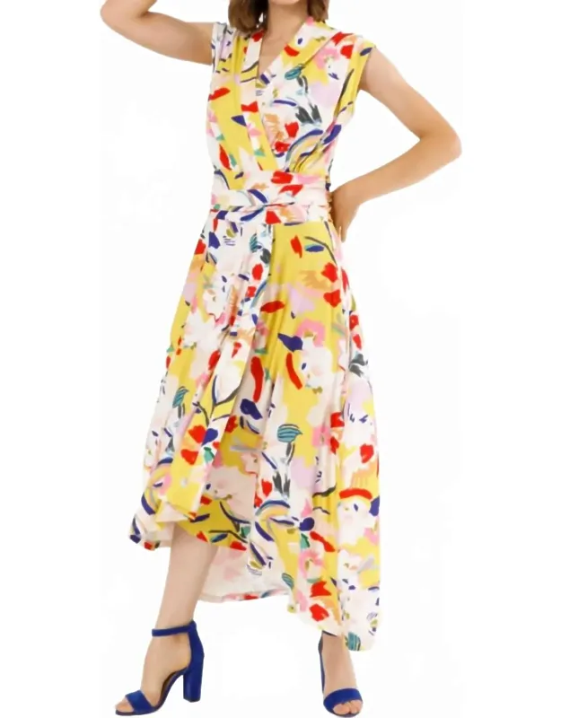 Maxi Dress In Abstract Floral Print