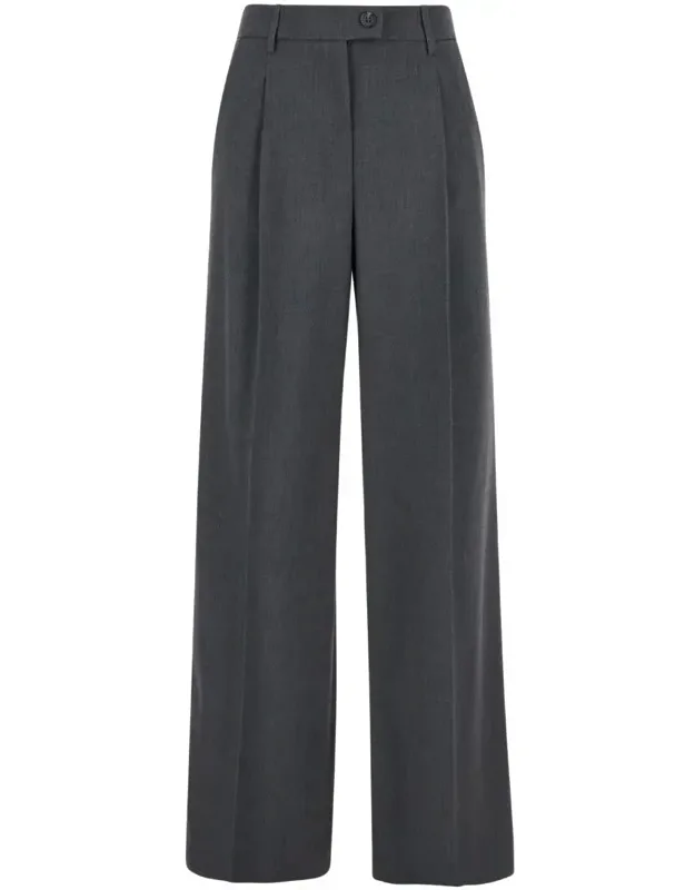 Straight Pants With Pences In Fabric