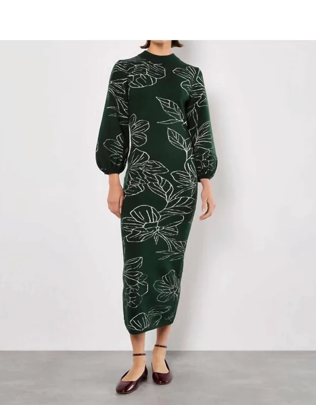Floral Knitted Midi Dress