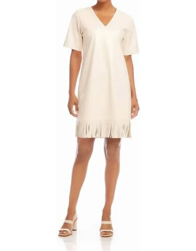 Faux Leather Dress With Fringe