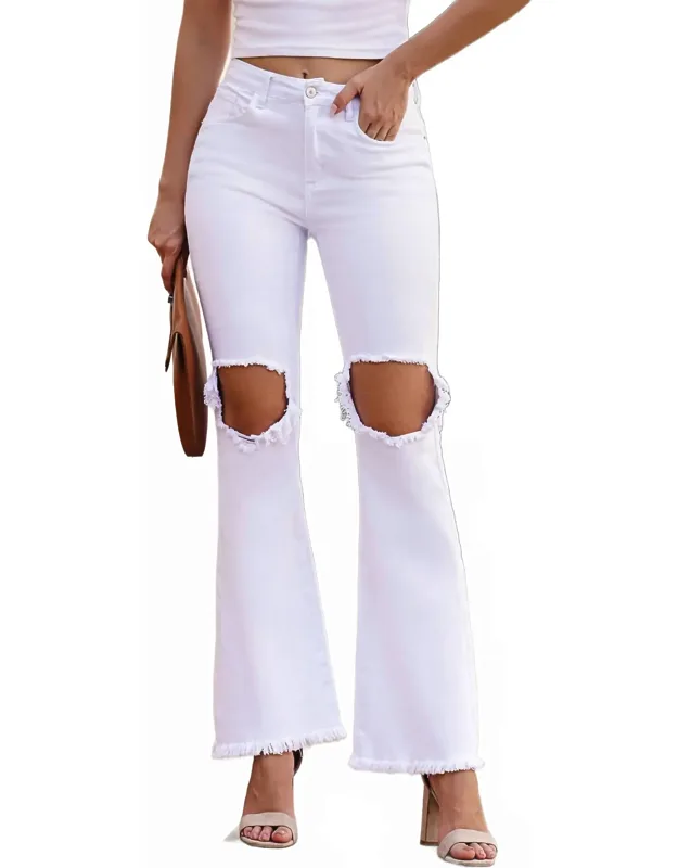 Stretchy High Waisted Bell Bottom Jeans
