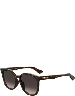 Sunglasses Square Full Rim, Dark Havana Frame And Brown Gradient Lens