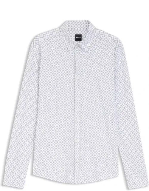 Printed Slim-fit Shirt In Performance-stretch Jersey, Crafted In Performance-stretch Jersey For Comfort