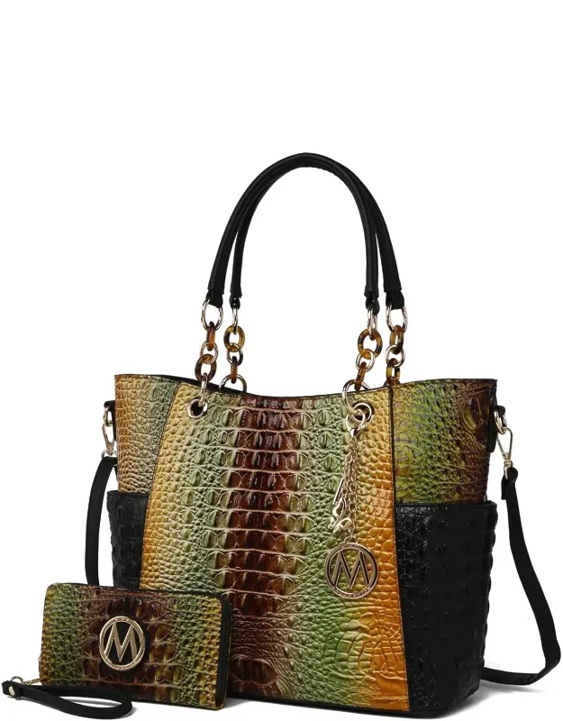 Bonita Croco Tote Bag & Wallet Set
