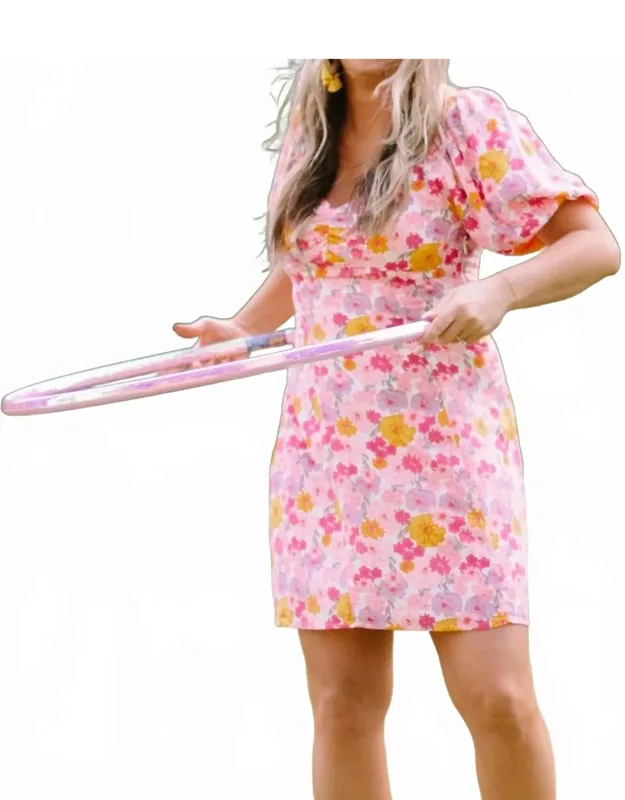 Flower Power Summer Puff Sleeve Dress