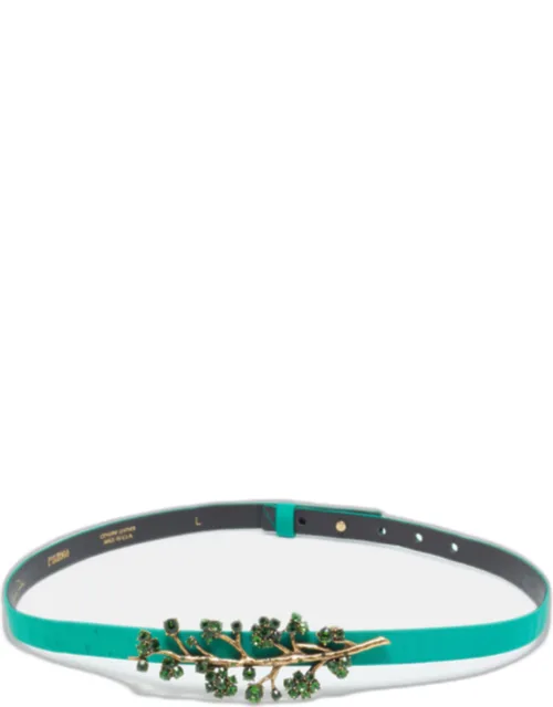 Satin Crystal Embellished Slim Belt