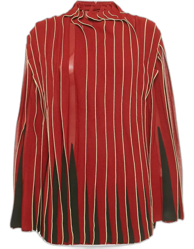 Knit Paneled Turtle Neck Blouse