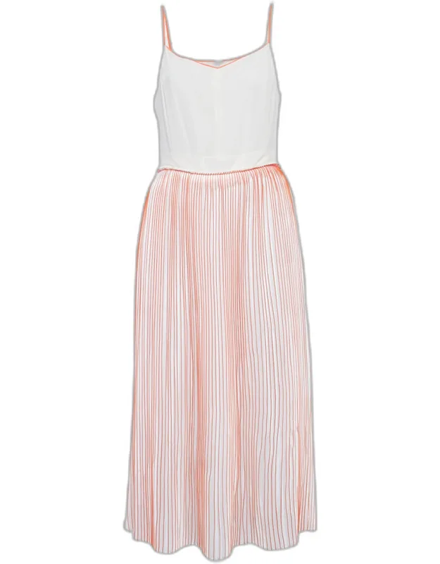 Silk And Plisse Midi Dress