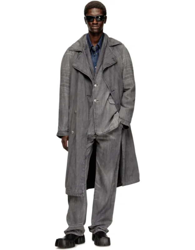 Trench Coat In Patterned Denim