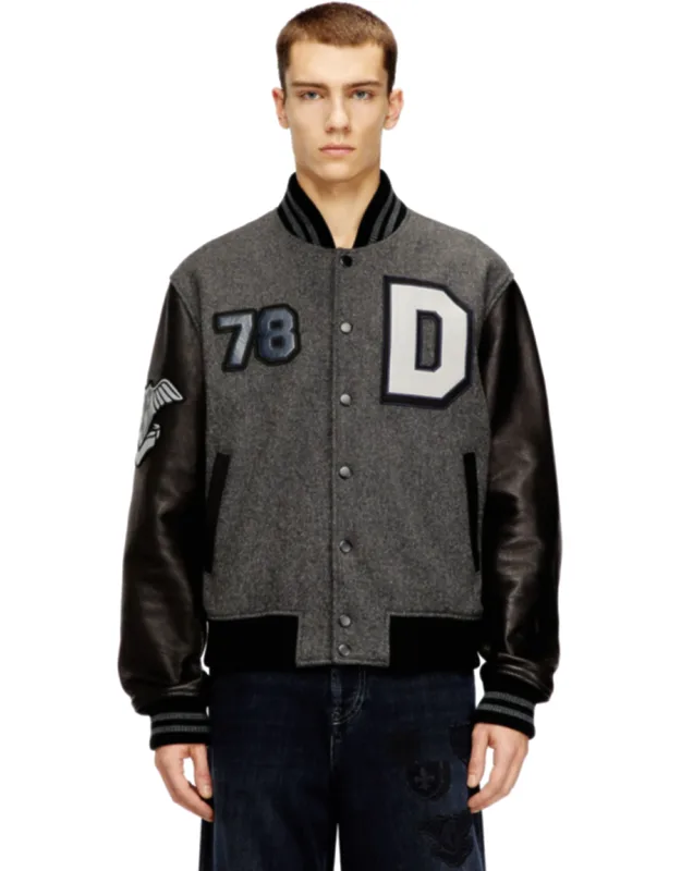 Varsity Jacket In Wool And Leather