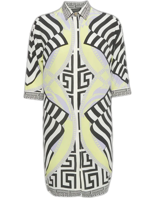 Multicolor Printed Silk Shirt Dress