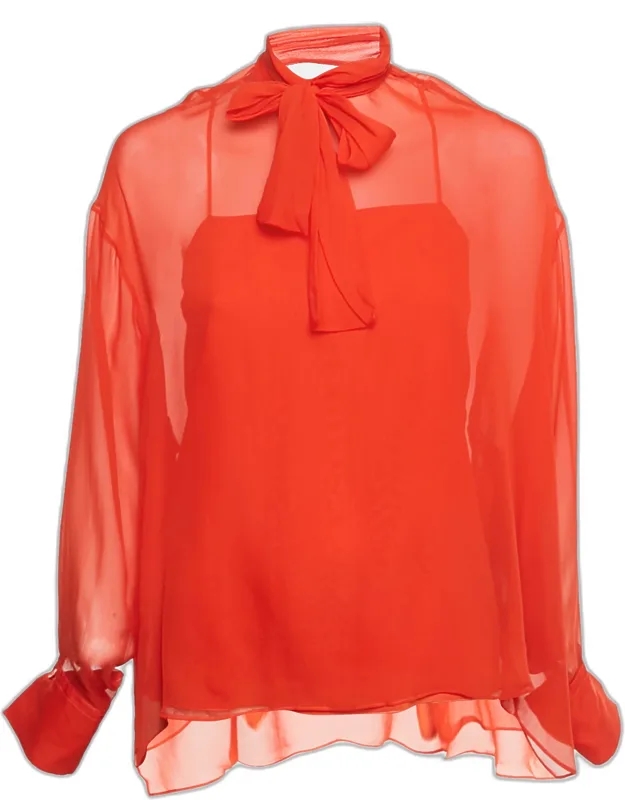 Silk Neck Tie Detail Top