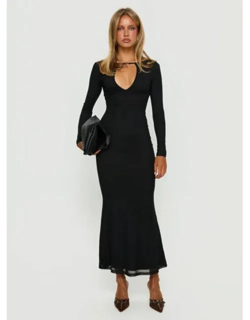 Adesa Long Sleeve Keyhole Plunge Maxi Dress