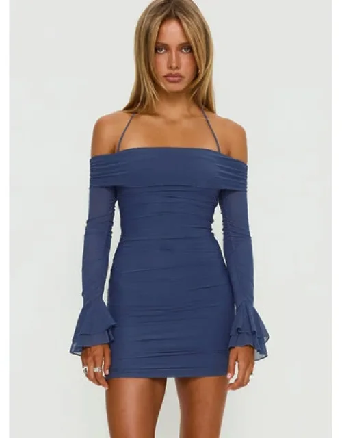 Taylon Off The Shoulder Mini Dress With Ruched Flutter Sleeves