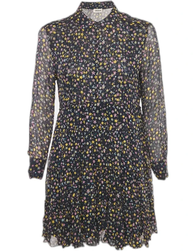 Crinkle Printed Chiffon Mini Dress
