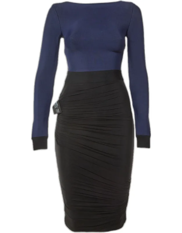 Knit & Tulle Ruched Bodycon Dress