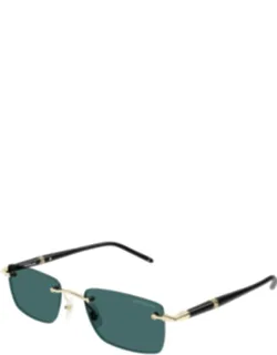 Sunglasses Gold Green Rectangle Metal 54mm Lens Width