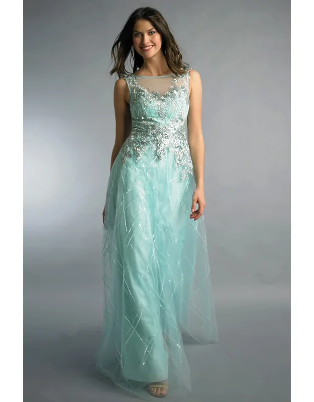 Sleeveless Sequined Evening Dress