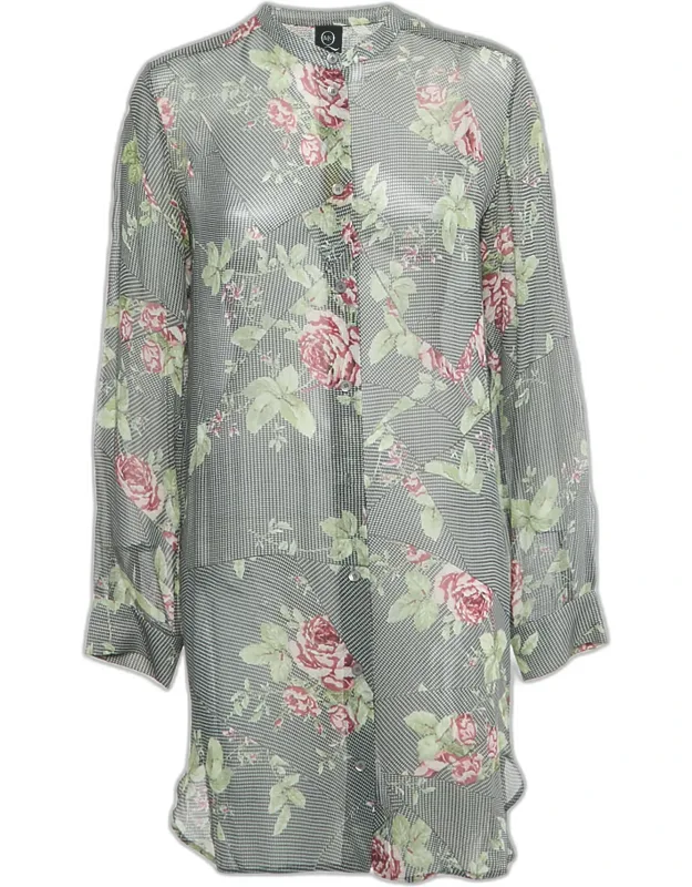 Printed Silk Sheer Shirt Dress