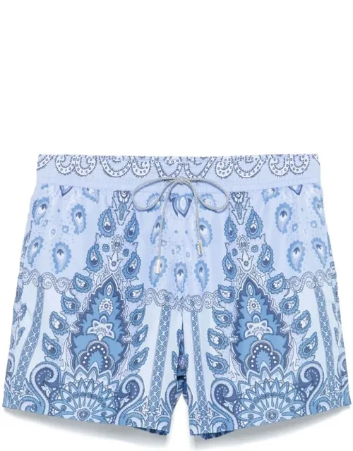 Swim Shorts With Light Blue Print