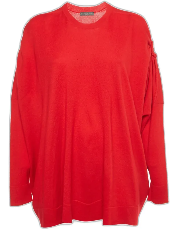 Wool Knit Ruche Sleeve Sweater