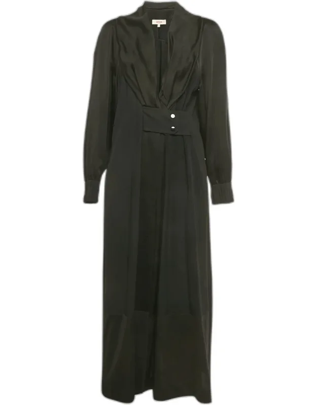 Sateen And Jersey Trim Maxi Dress