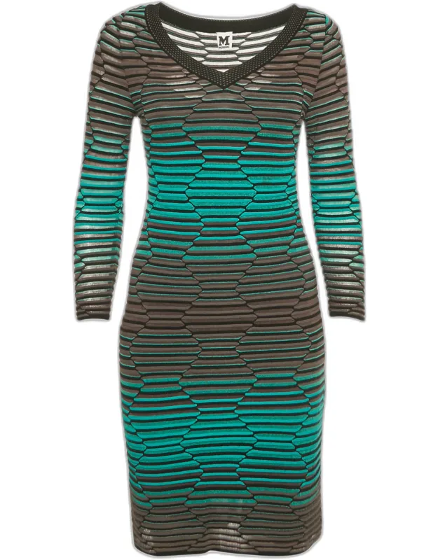 Textured Knit V-neck Mini Dress