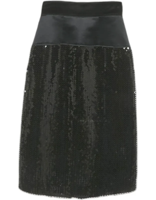 Sequin And Satin Pencil Skirt