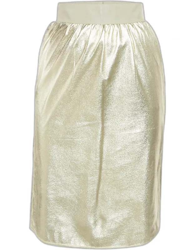 Metallic Gold Faux Leather Pencil Skirt