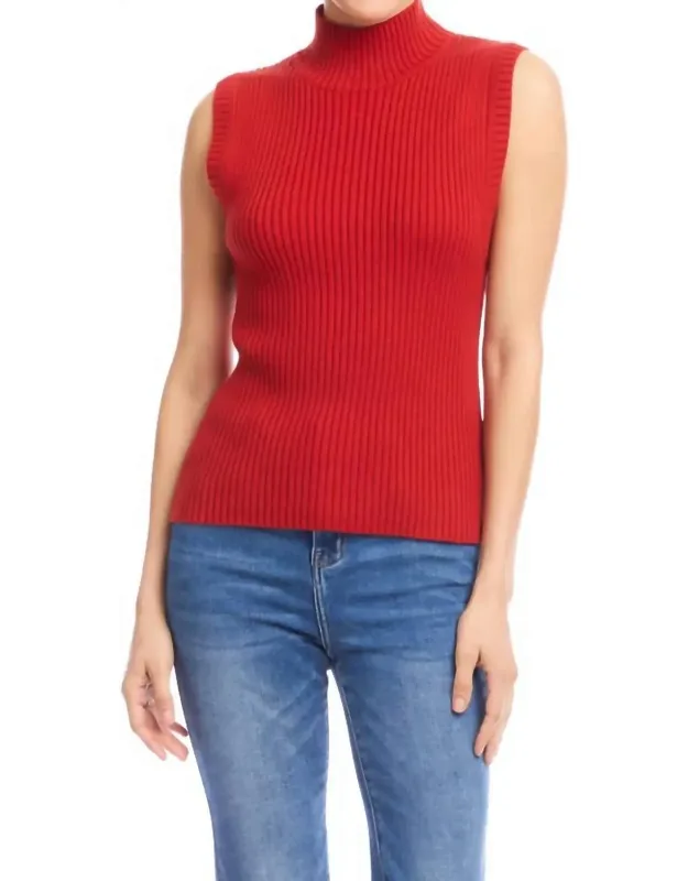 Ribbed Turtleneck Sweater Tank Top