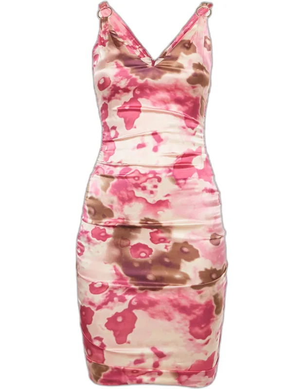 Abstract Print Silk Mini Dress