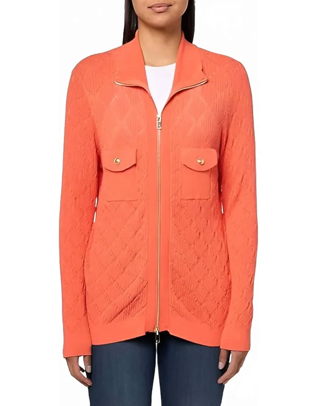 Cuffed Long Sleeve Zip Sweater Cardigan