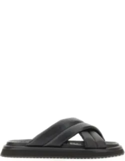 Nappa Effect Fabric Sandals