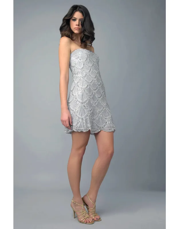 Scalloped Strapless Cocktail Dress
